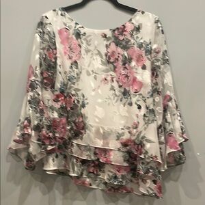 Alex Evenings Tiered Floral Blouse, Size Large